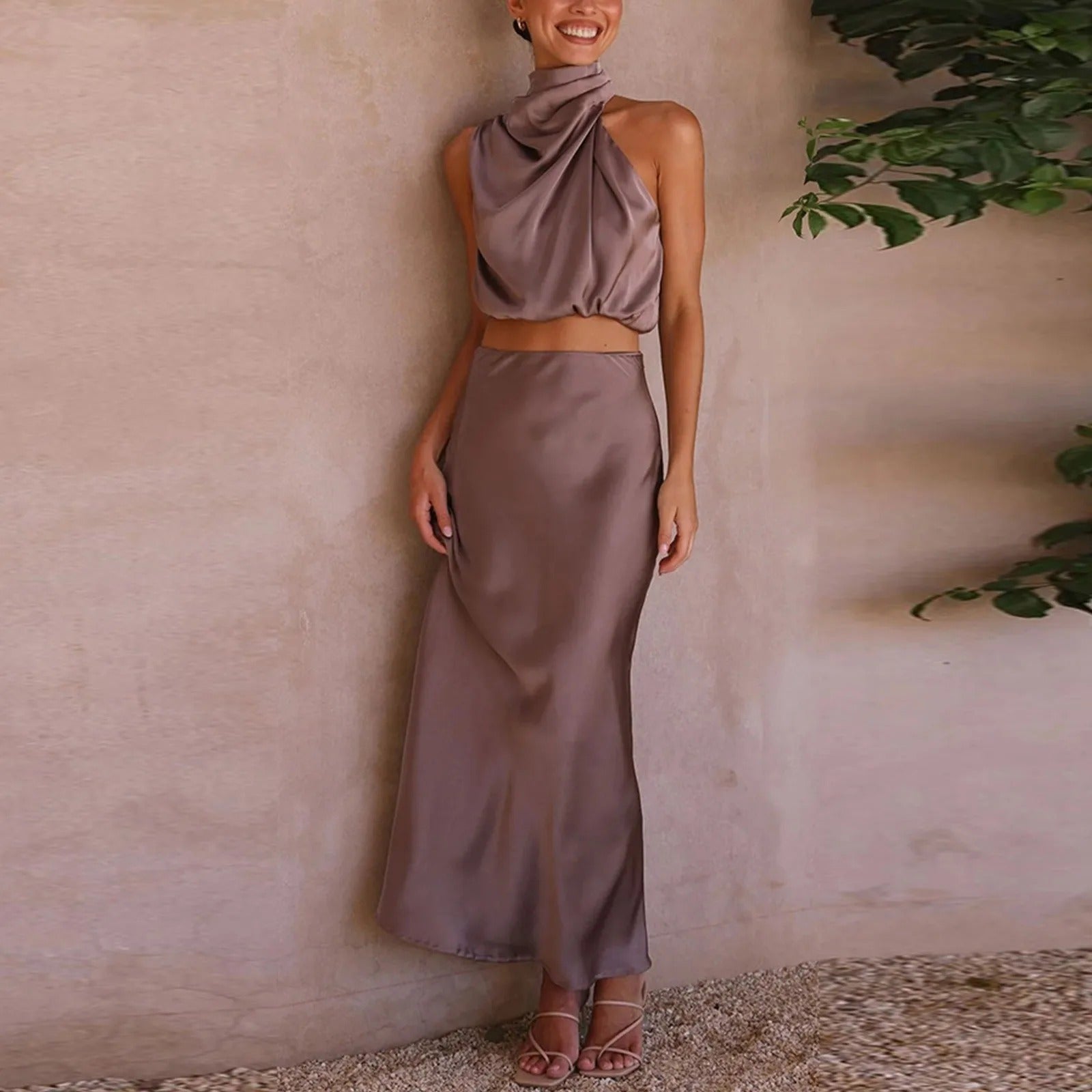 Mabel Elegant Satin 2-Piece Set for Women