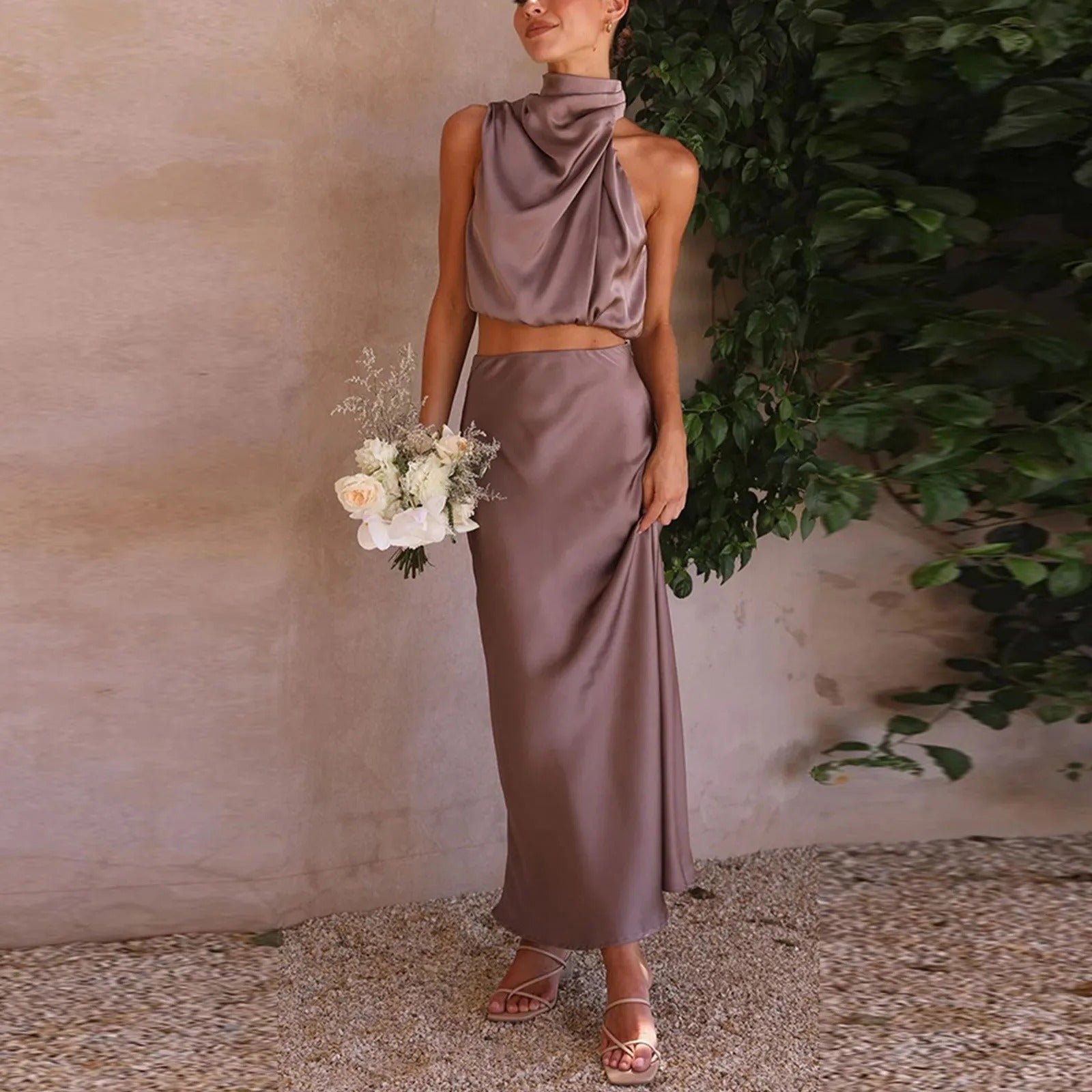 Mabel Elegant Satin 2-Piece Set for Women