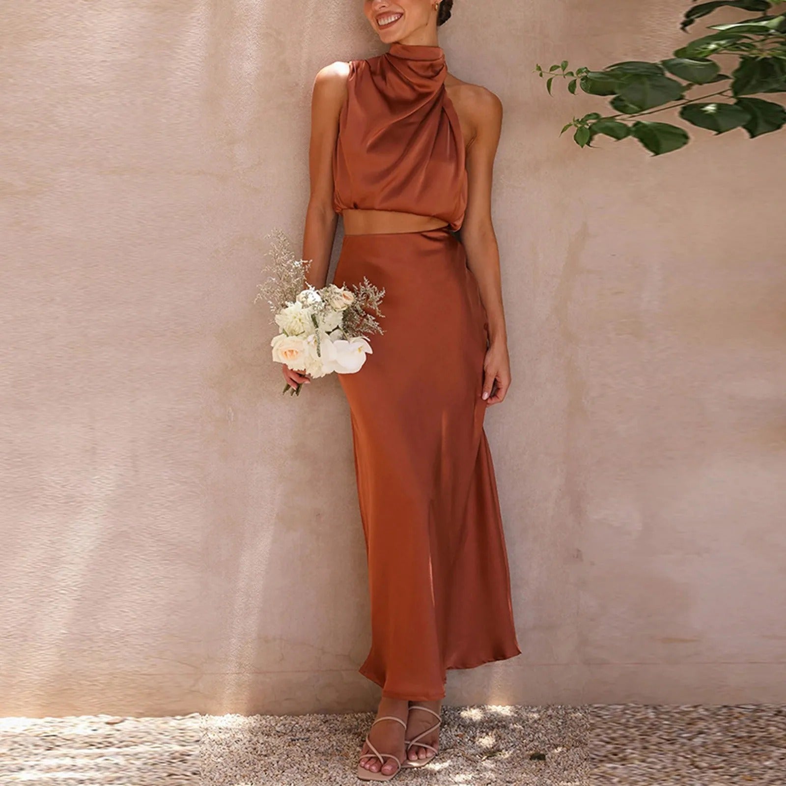 Mabel Elegant Satin 2-Piece Set for Women