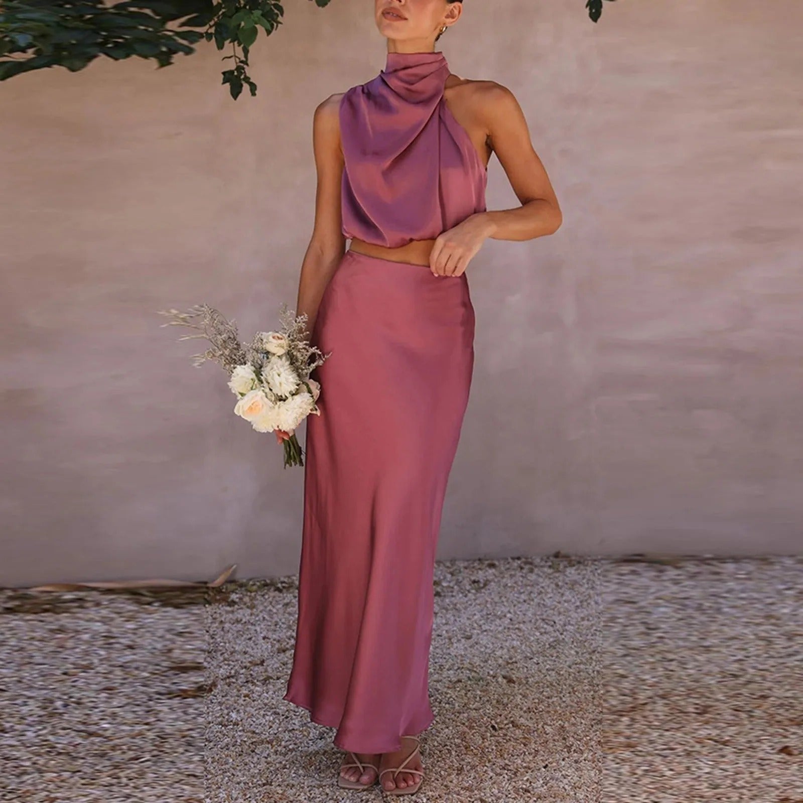 Mabel Elegant Satin 2-Piece Set for Women
