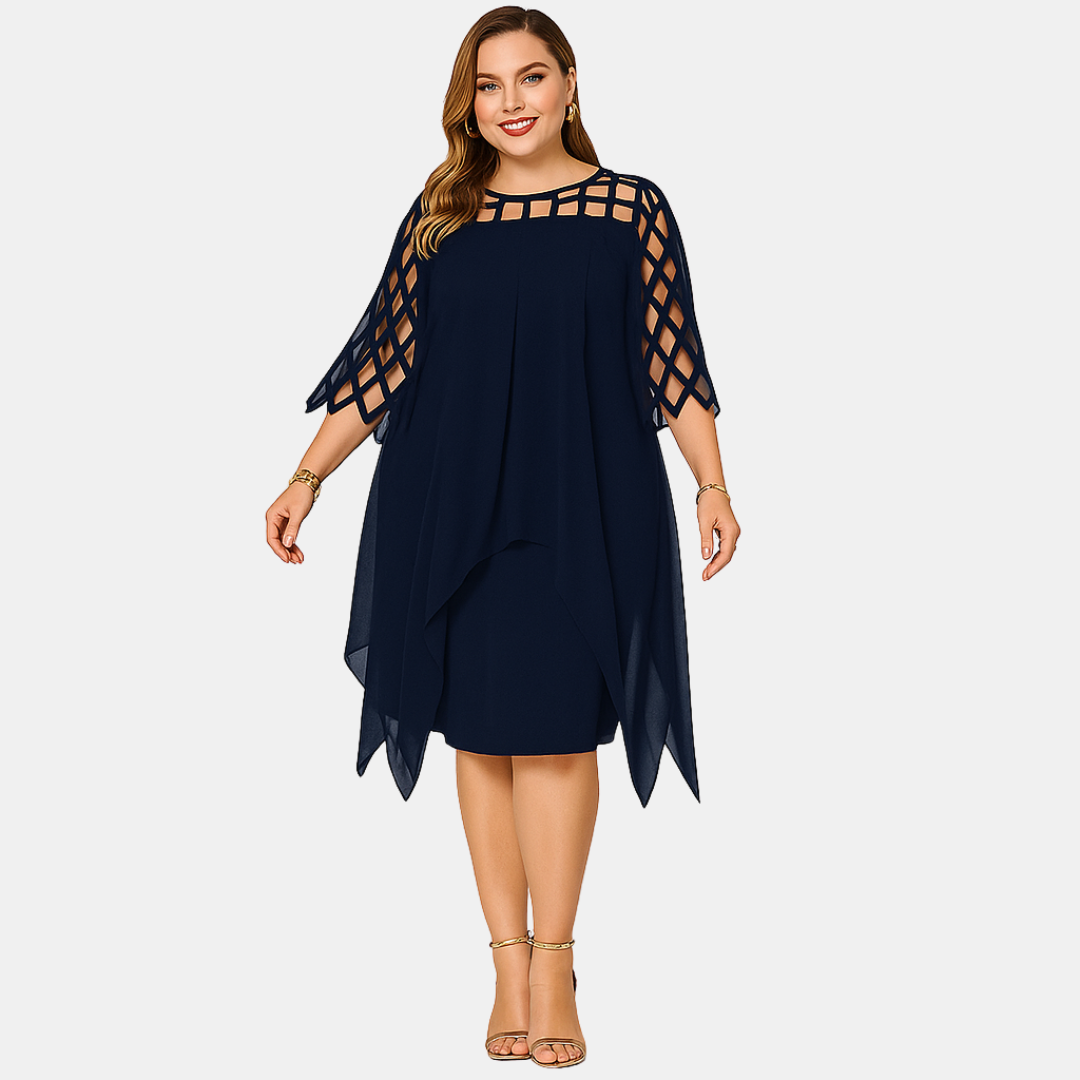 Micky Elegant Cape Cocktail Dress
