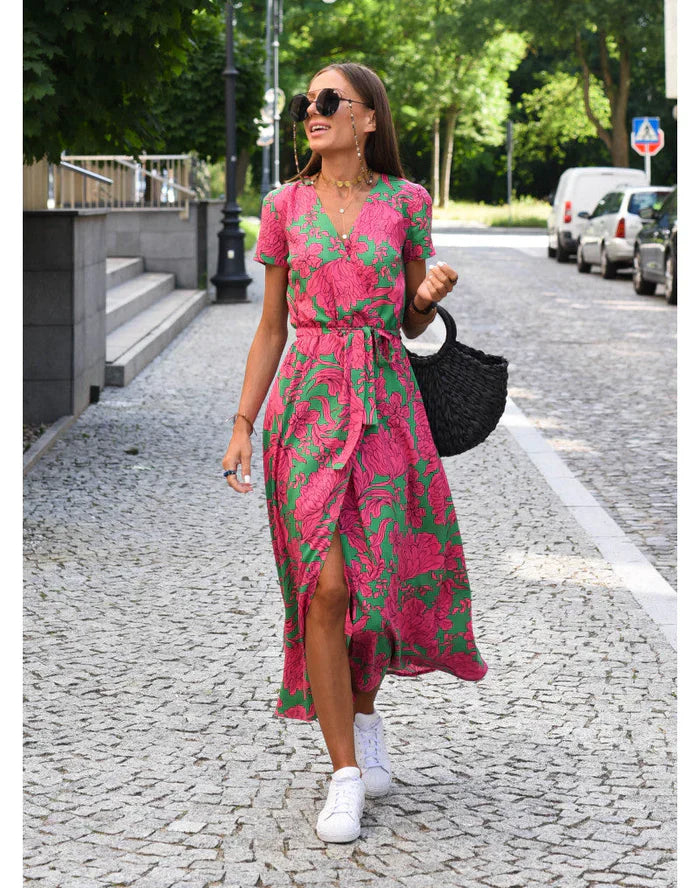 Milou Printed V-Neck Midi Dress