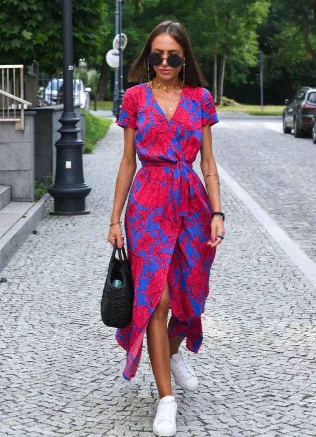 Milou Printed V-Neck Midi Dress