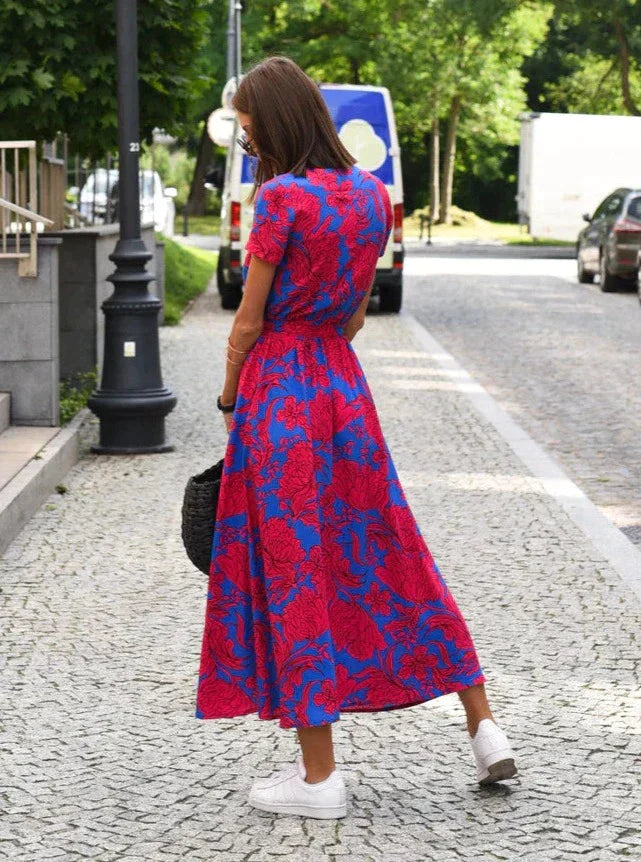 Milou Printed V-Neck Midi Dress