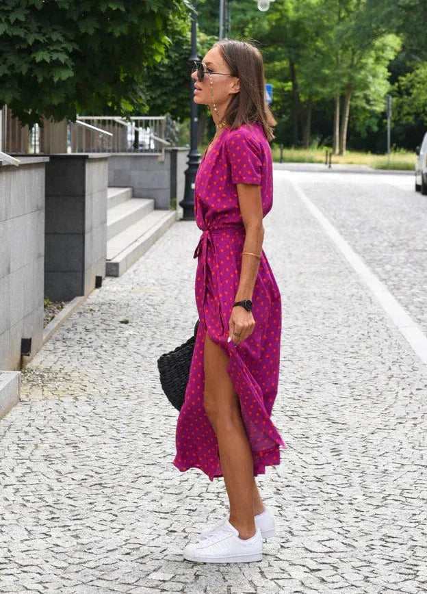 Milou Printed V-Neck Midi Dress