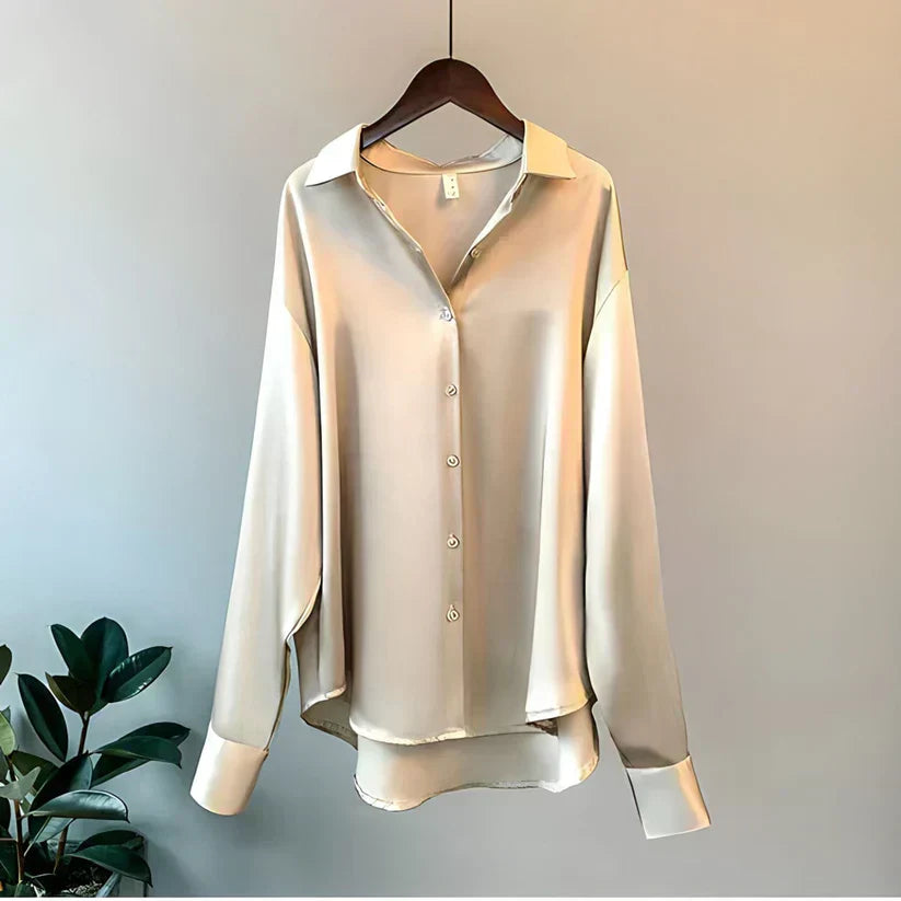 Noelia Soft Button-Up Satin Blouse
