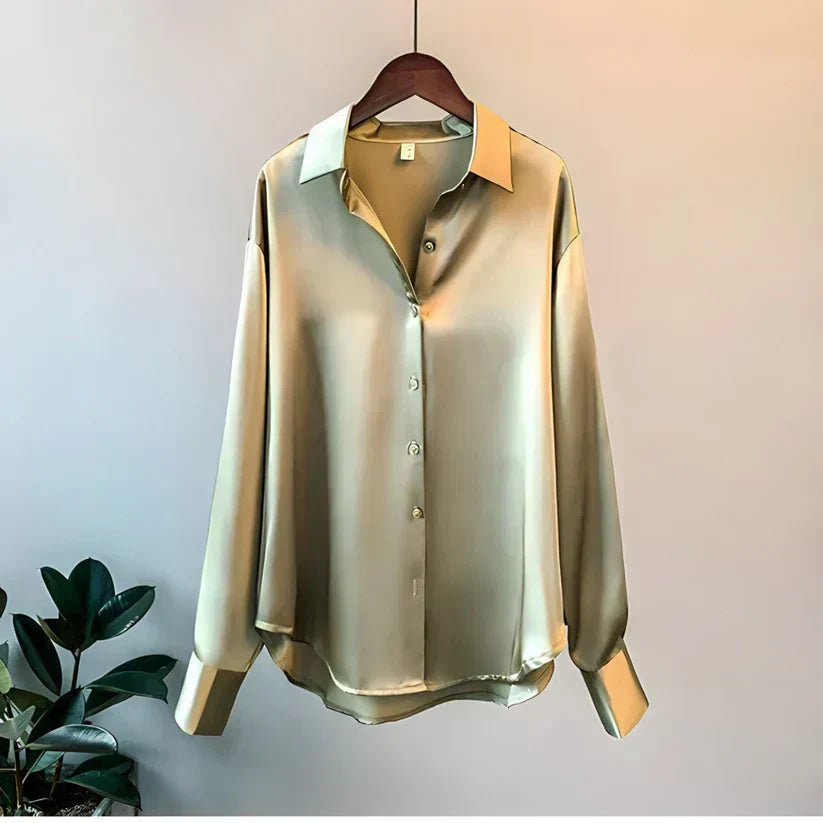 Noelia Soft Button-Up Satin Blouse