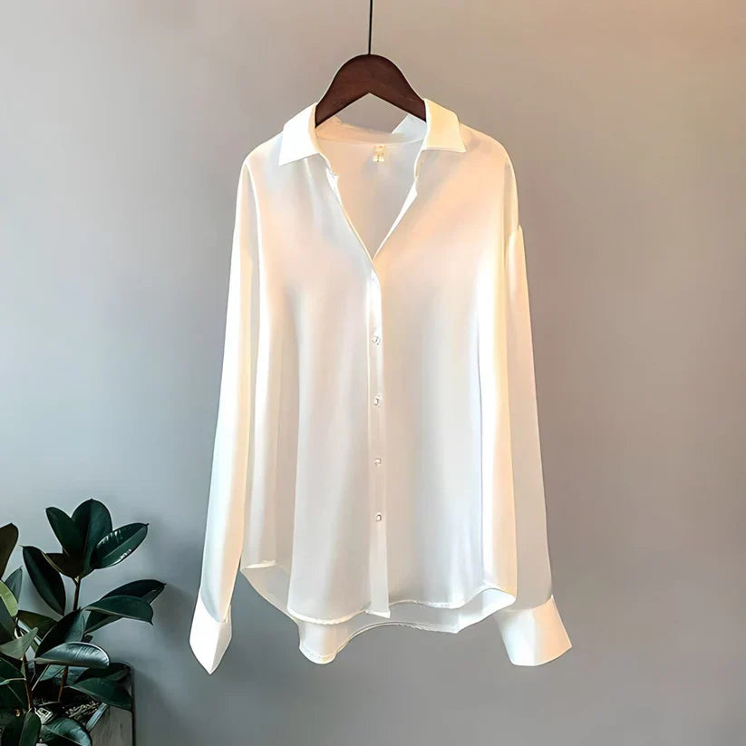 Noelia Soft Button-Up Satin Blouse