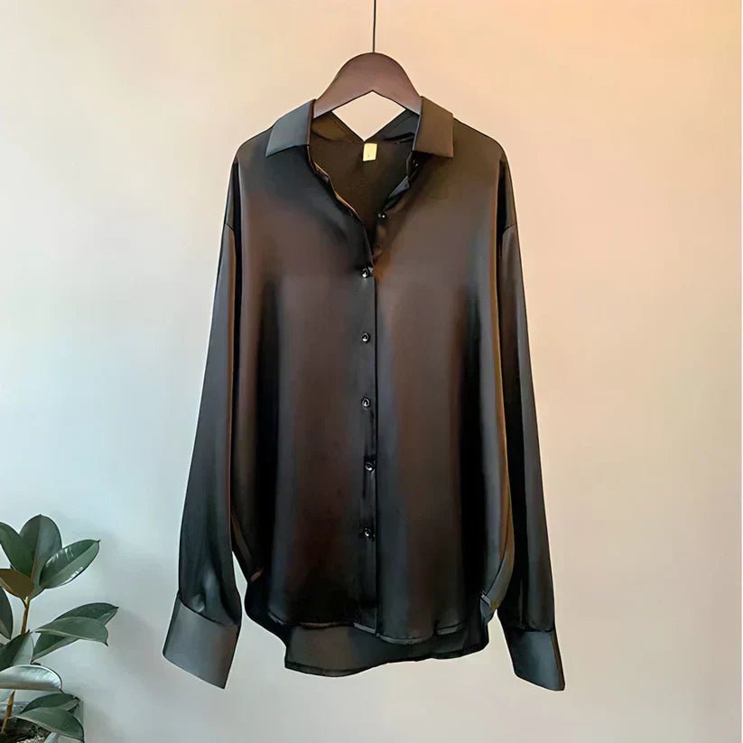 Noelia Soft Button-Up Satin Blouse