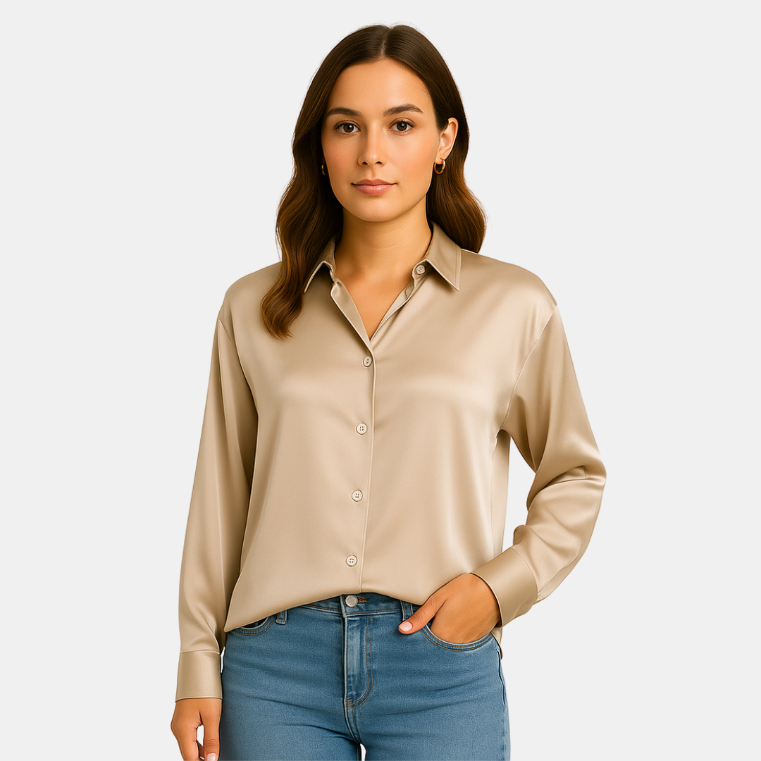 Noelia Soft Button-Up Satin Blouse