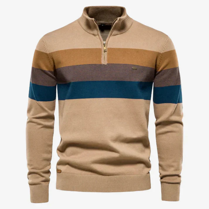 Pierre Pierre Striped Zip Sweater