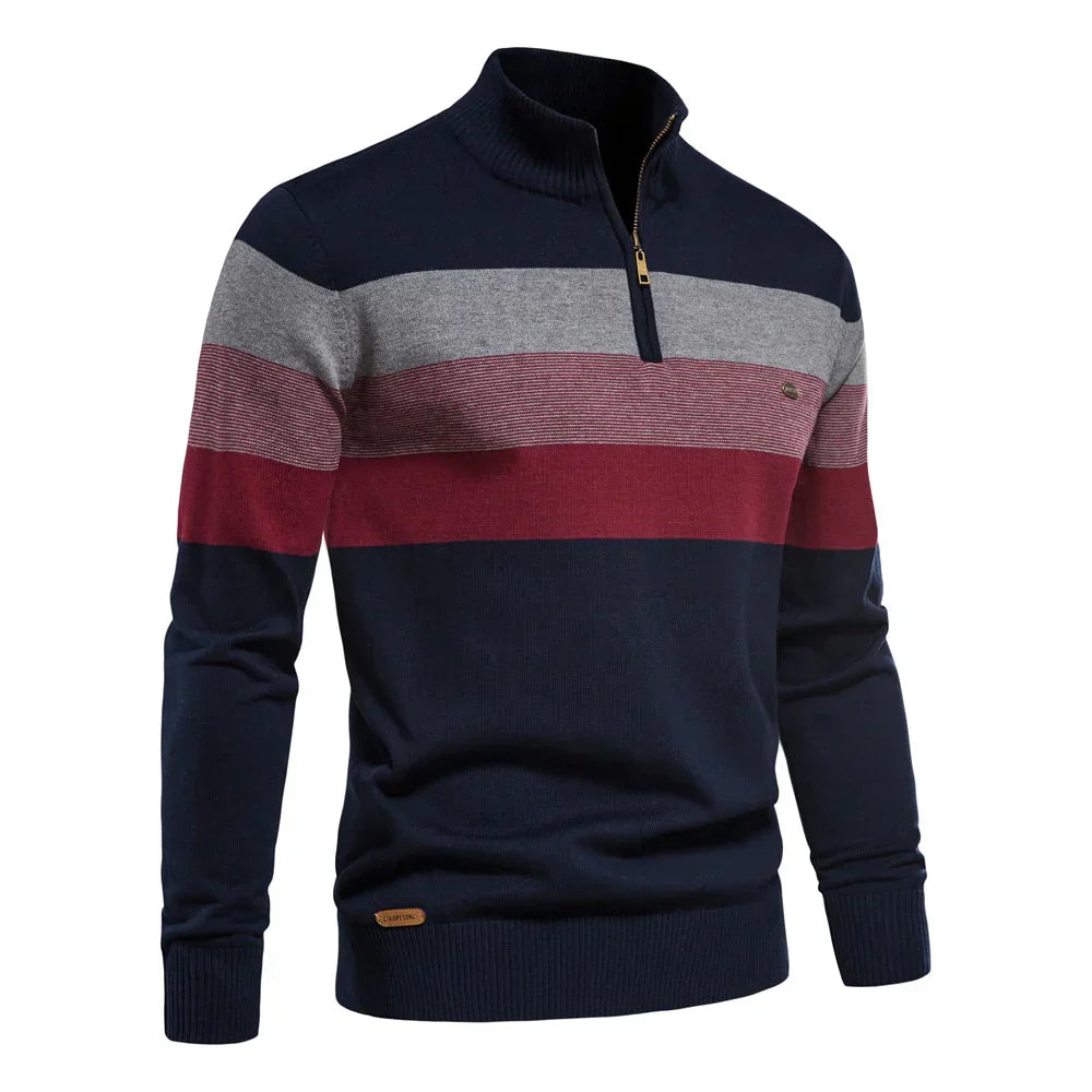 Pierre Pierre Striped Zip Sweater