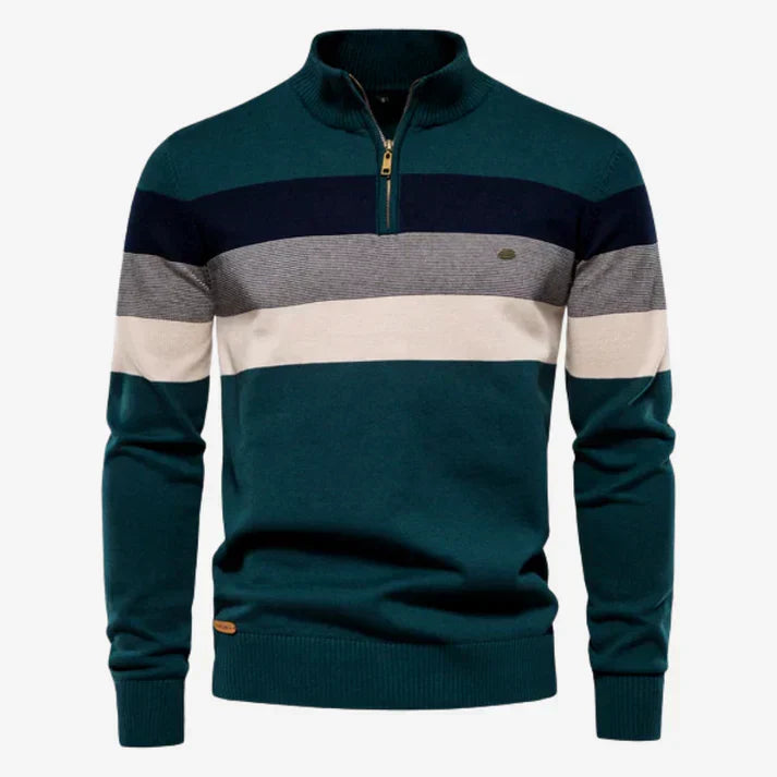 Pierre Pierre Striped Zip Sweater