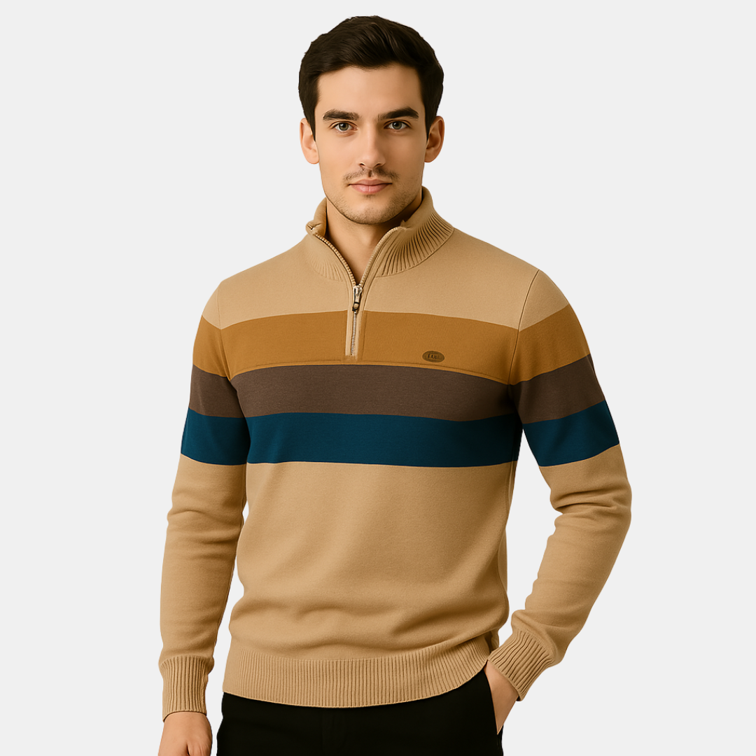 Pierre Pierre Striped Zip Sweater