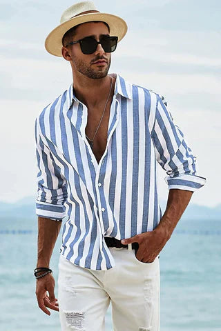 Romeo Striped Button-Up Shirt for Men