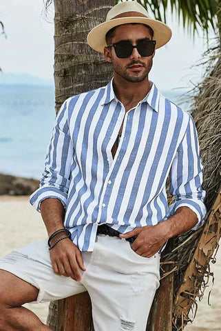 Romeo Striped Button-Up Shirt for Men