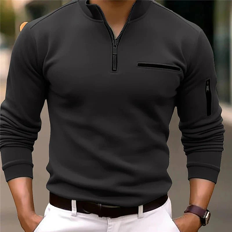 Shawn Half-Zip Sweater with Zippered Pockets