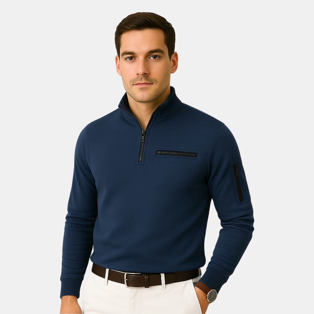 Shawn Half-Zip Sweater with Zippered Pockets