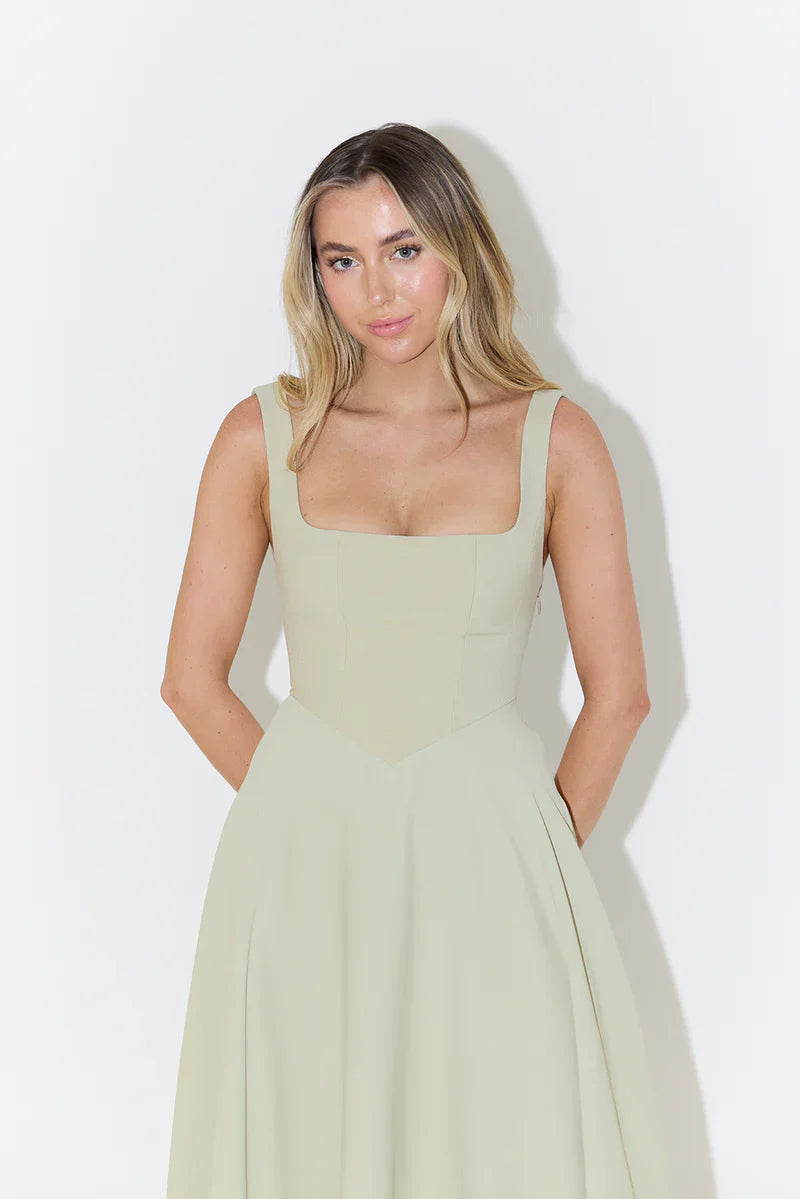 Shayla Square-Neck Midi Dress for Women