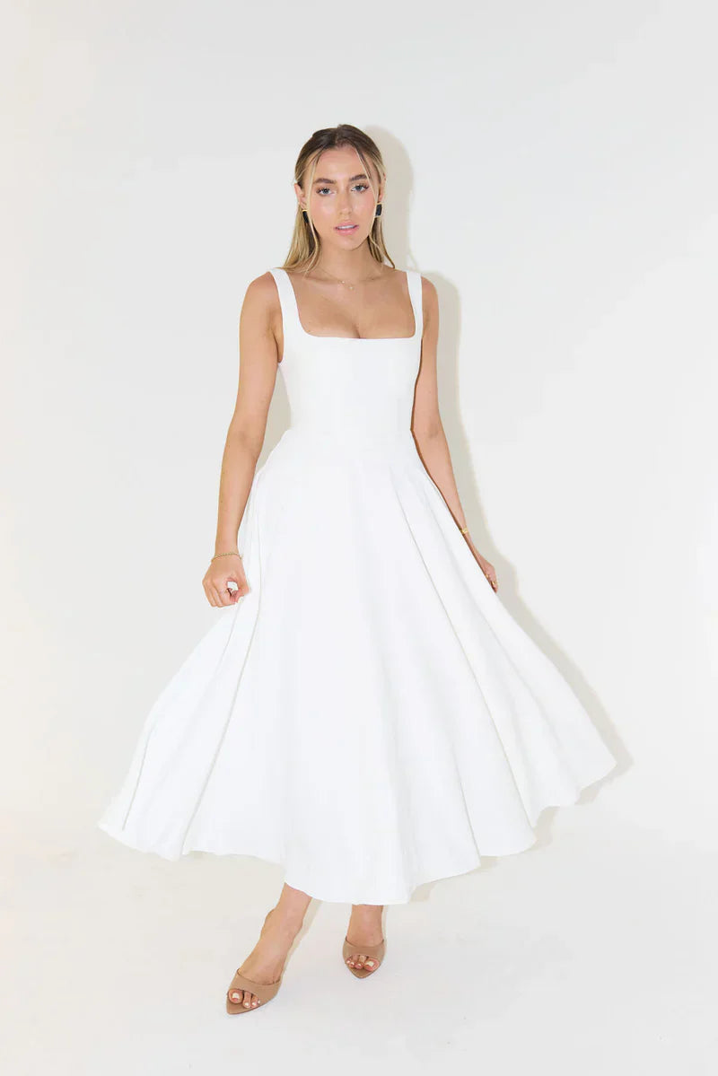 Shayla Square-Neck Midi Dress for Women