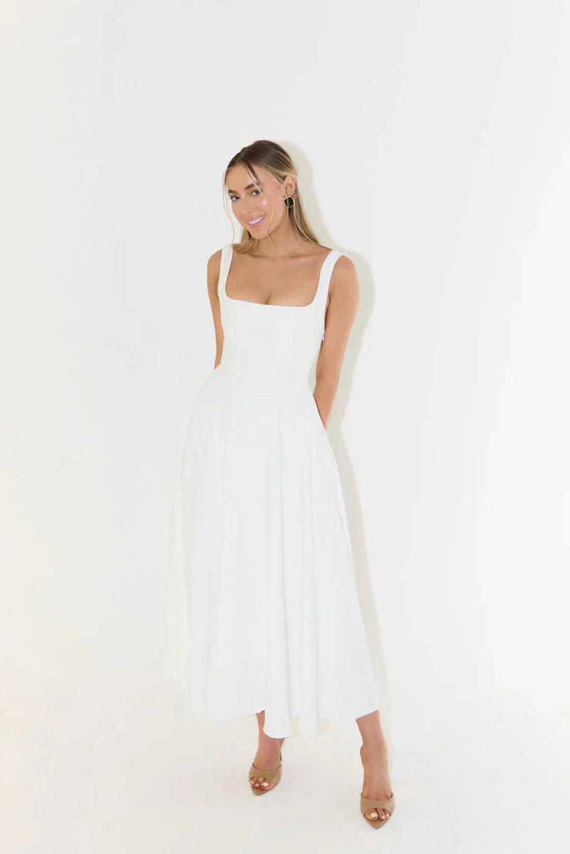 Shayla Square-Neck Midi Dress for Women