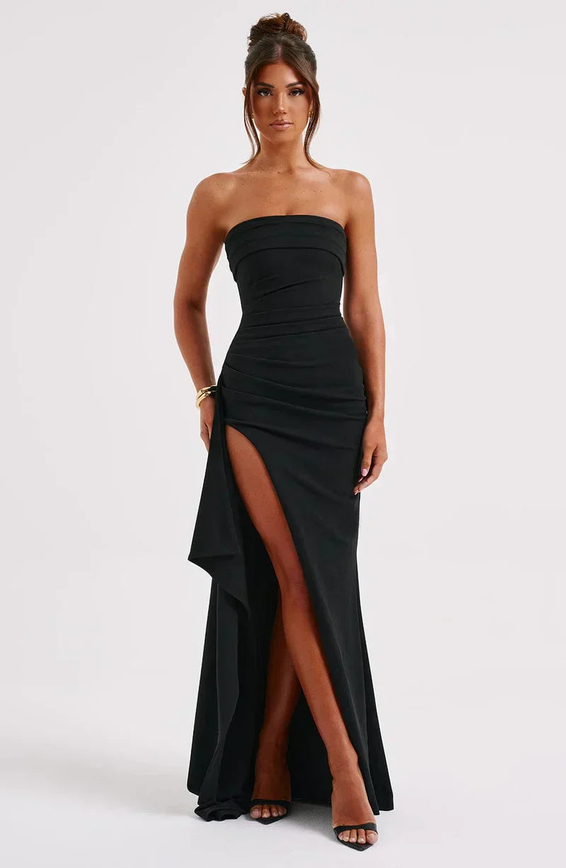 Stacy Strapless Maxi Dress with High Slit