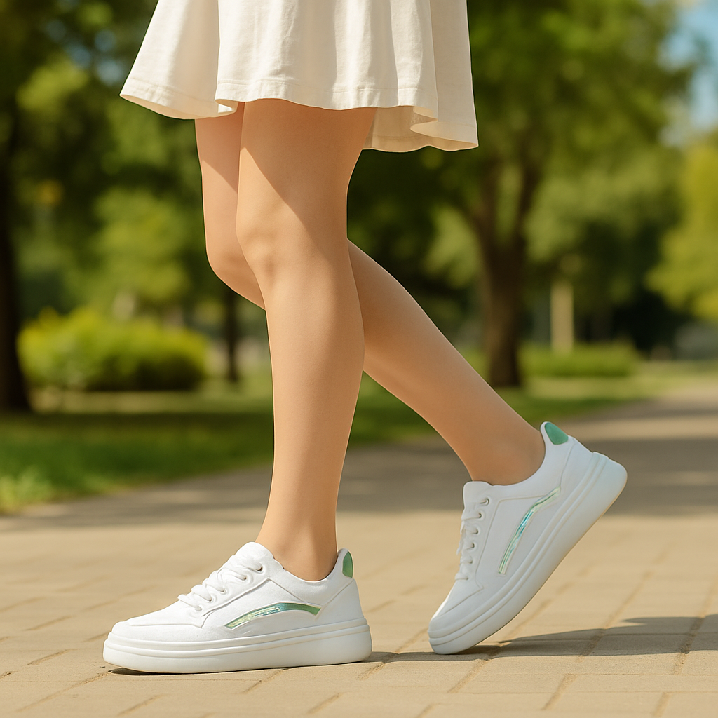 Stephany White Accent Sneakers