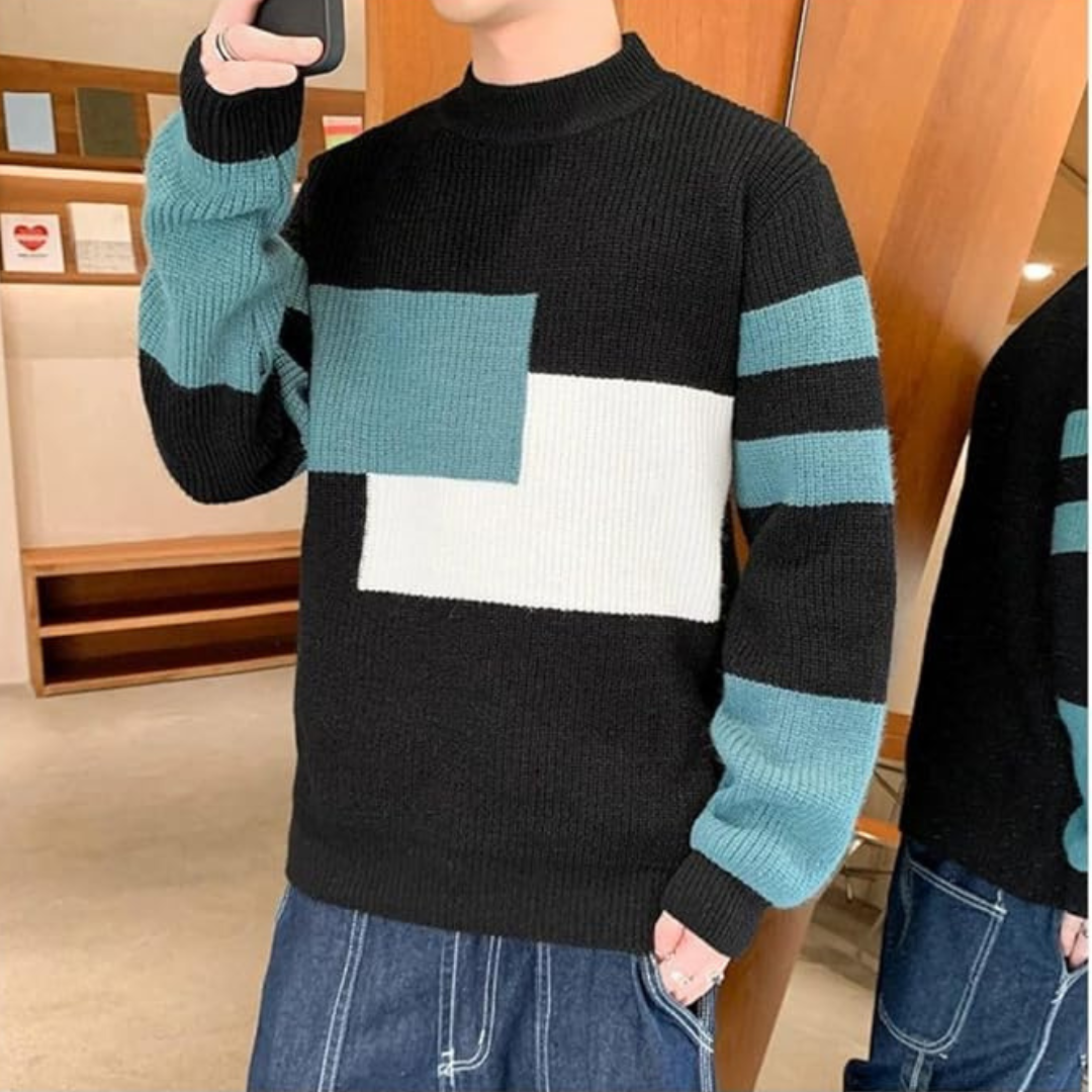 Taylor Knitted Sweater with Color Blocks