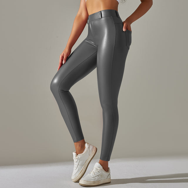 Cleo Trendy High Waist Leather Leggings