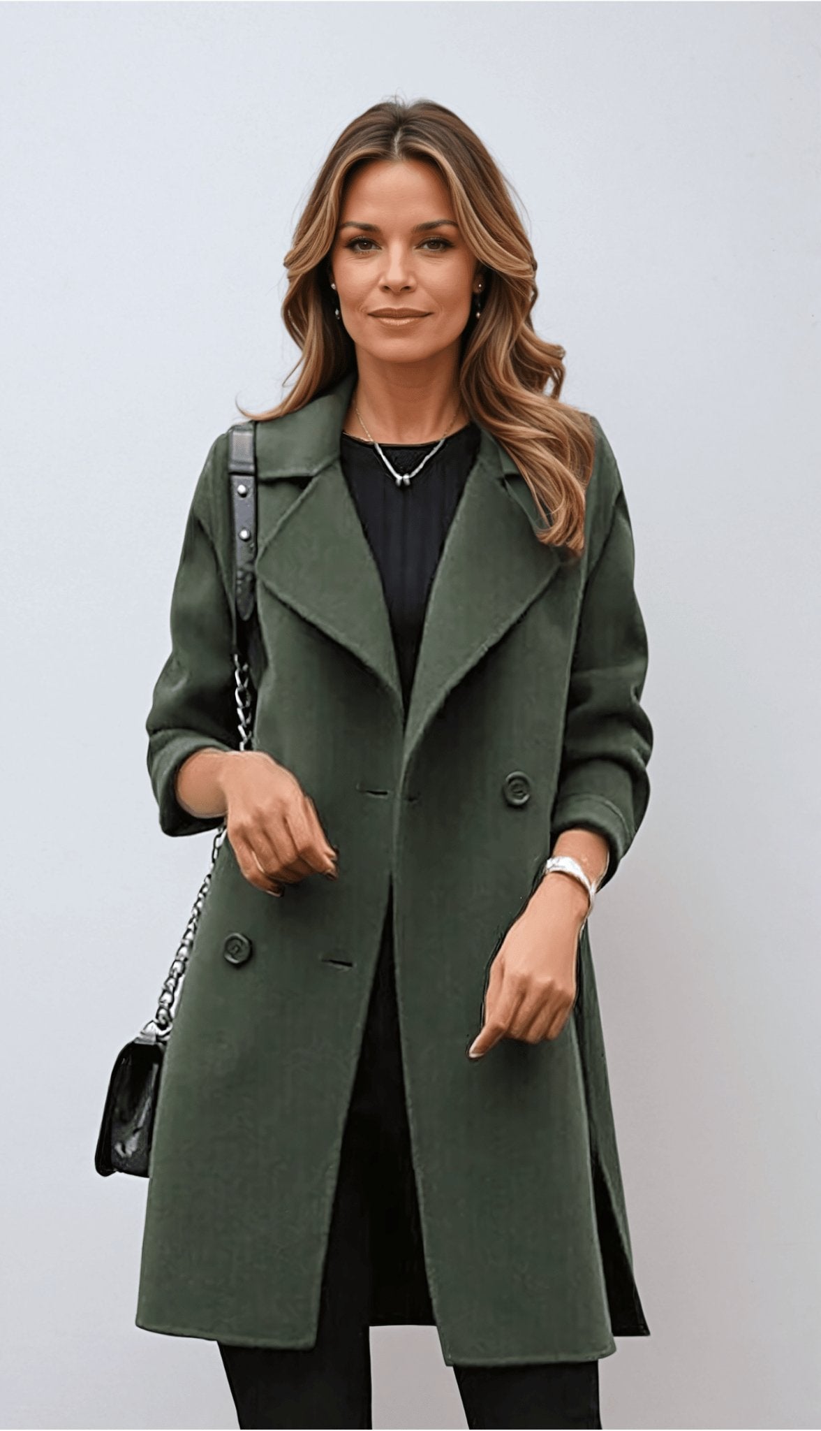 Lena Classic Wool Blend Double-Breasted Coat