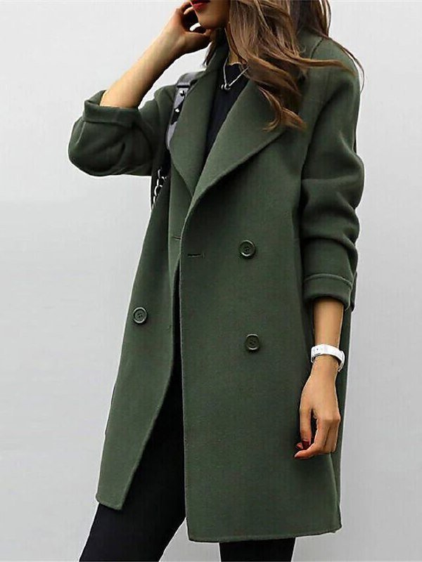 Lena Classic Wool Blend Double-Breasted Coat