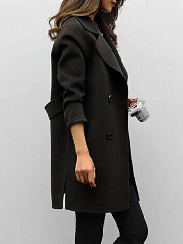 Lena Classic Wool Blend Double-Breasted Coat